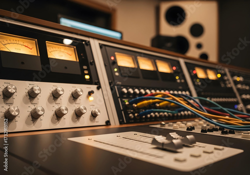 Analog Mastering Rack with VU Meters and Patchbay