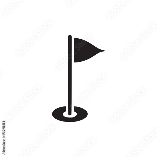 Vector art of golf flag icon simple vector illustration of a flag in a hole, ideal for golfrelated designs, course maps, or sports graphics with a clean and minimalist style