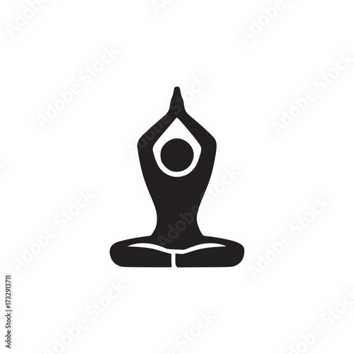 Vector art of silhouette of a person in lotus position a simple and minimalist yoga icon representing meditation, mindfulness, and wellness in a clean and modern design