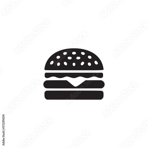 Vector art of a minimalist black and white illustration of a burger, , perfect for icons, logos, or design elements related to fast food, restaurants, or american cuisine, simple and clean design
