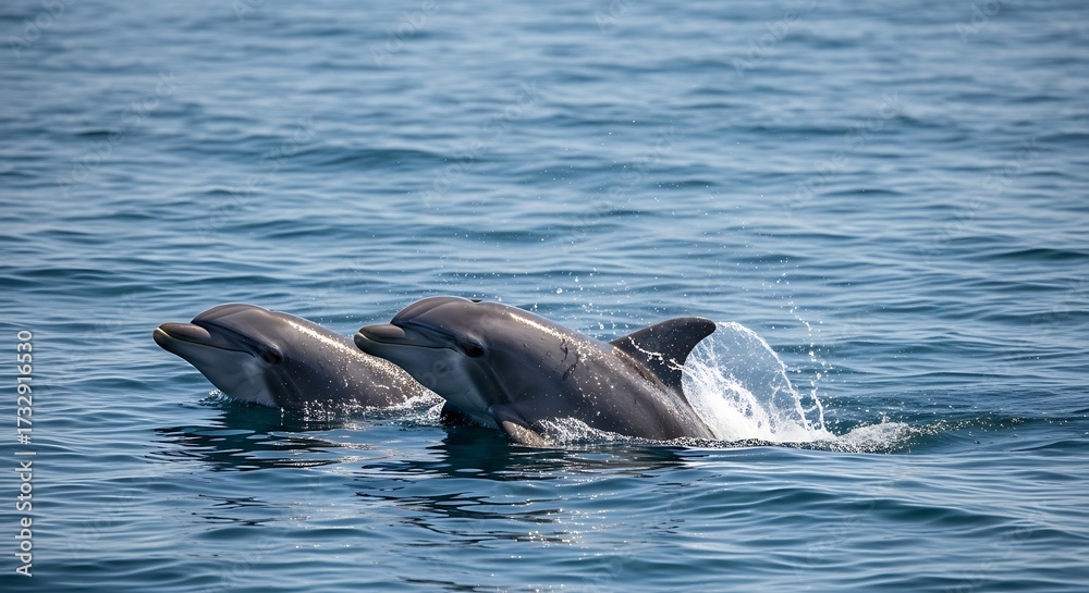 Fototapeta premium Dolphins Playing in the Ocean.