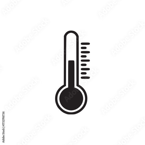 Vector art of a simple black thermometer icon on a, , symbolizing temperature, measurement, and health, perfect for weather forecasts and medical themes