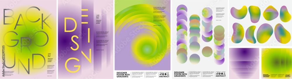 custom made wallpaper toronto digitalAbstract gradient background and fluid shapes. Vector illustrations featuring trendy pastel blends, modern geometric elements, art, circles, and objects in purple, green, and yellow for poster