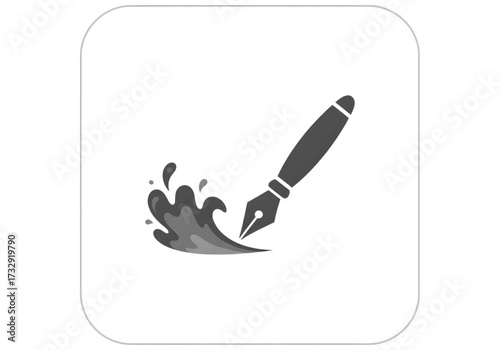 Minimal icon of a pen with ink splash — no background, no shadow PNG