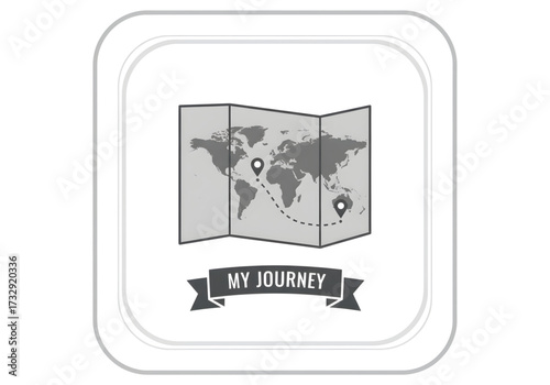 Minimal icon of a world map foldout — no background, no shadow PNG