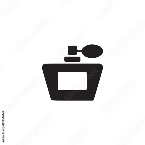 Vector art of a black perfume bottle icon, representing fragrance, beauty, and elegance, ideal for cosmetic brands, fashion blogs, and lifestyle websites, conveying sophistication and allure