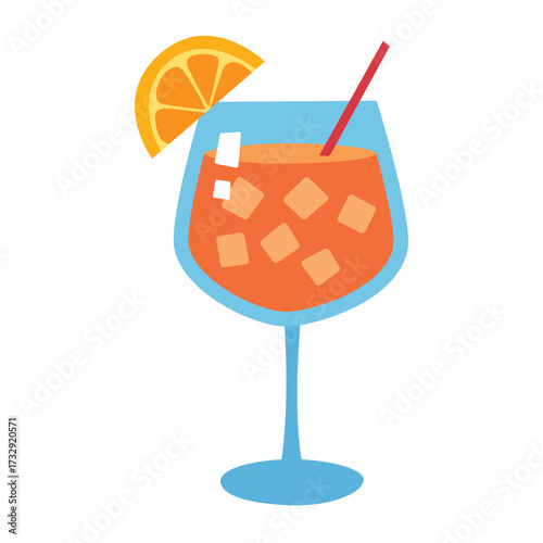 Aperol spritz cocktail glass with orange slice illustration isolated vector