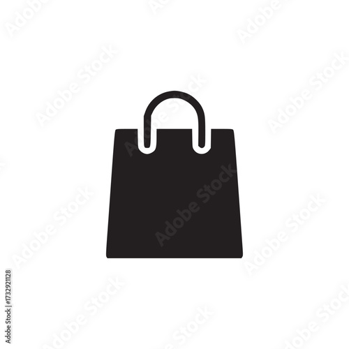 Illustration of a black shopping bag, perfect for retail, commerce, or design projects, conveying simplicity and modern style in a minimalist aesthetic