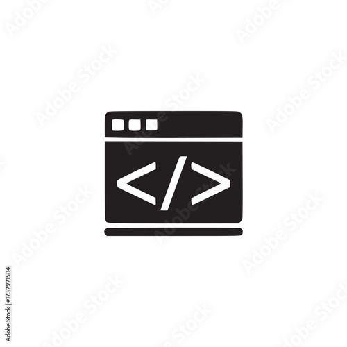 Illustration of code symbol, representing programming, web development, and software engineering, suitable for use in projects related to coding, technology, or it