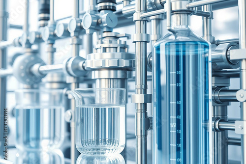 Water filtration system with PFAS removal. Water purification plant. The concept of environmental cleanliness