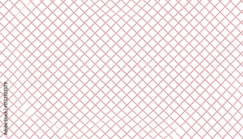 A geometric pattern of intersecting pink lines creates a grid on a white background, forming diamond shapes