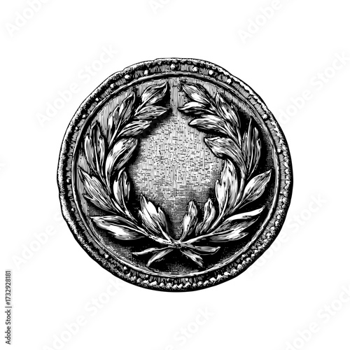 Engraving style illustration of ancient Roman coin in black and white on transparent background – Numismatic vector for history education, archaeology research, and collectible design