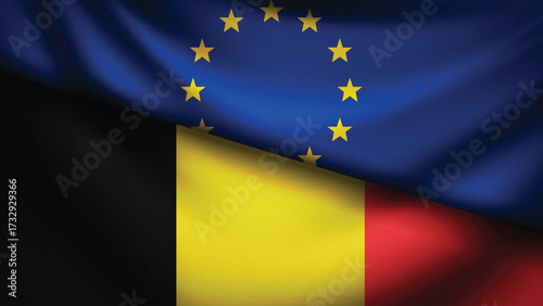Europe and belgium flag fusion design