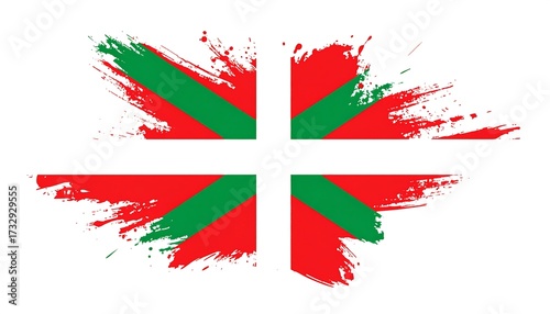 Flag of the Basque Country, stylized with paint splatters