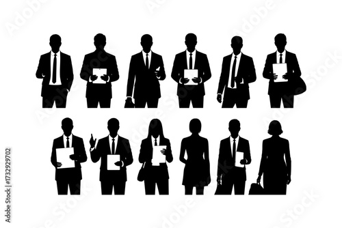Vector business silhouette illustrations for professional use and high-quality group of man and woman also office, entrepreneur, and workplace black color design