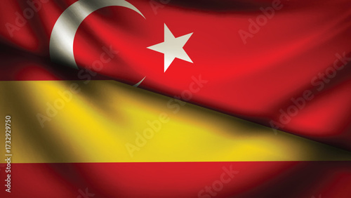 Spain and turkyie flag fusion design