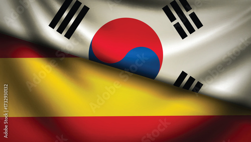 Spain and south korea flag fusion design