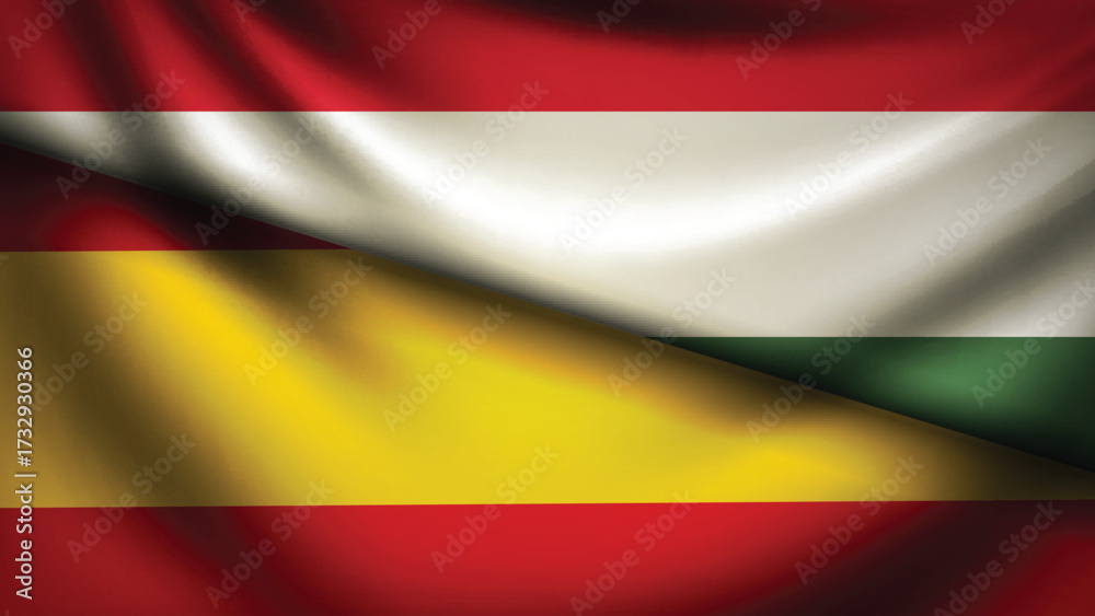 Obraz premium Spain and hungary flag fusion design