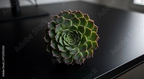 Succulent Plant on Dark Surface.