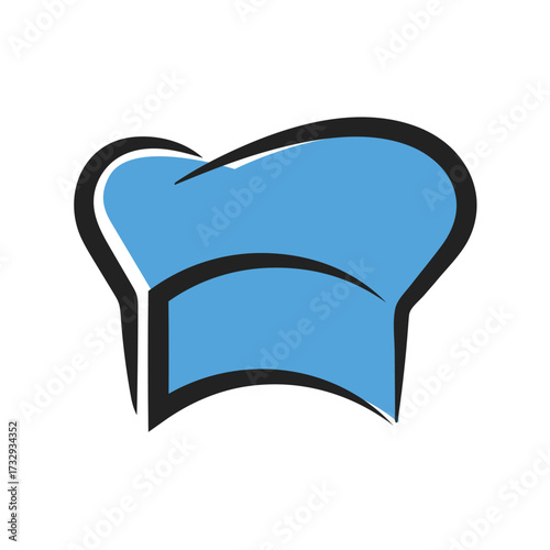 Chef hat or cooking hat vector icon with blue