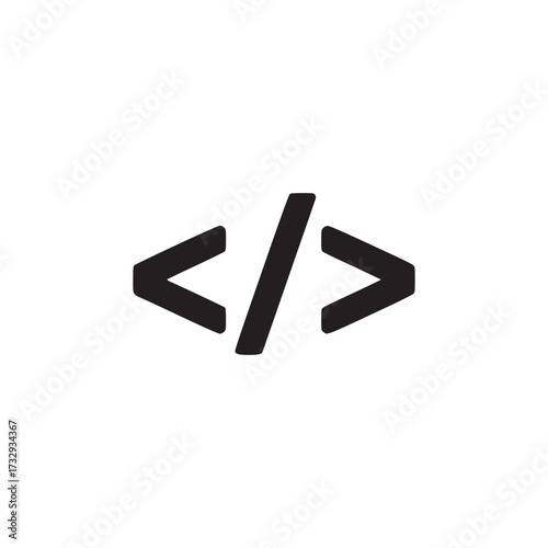 Illustration of code tags, representing programming languages, software development, web design, and the digital world of coding and technology