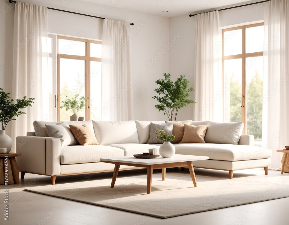 Fototapeta premium Modern minimalist living room