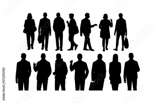 Business silhouette vector illustrations group and single person and high-quality group of man and woman also office, entrepreneur, and workplace black color design-10