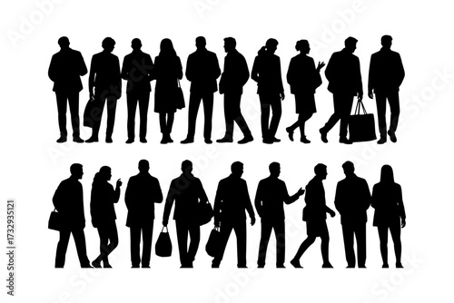 Business silhouette vector illustrations group and single person and high-quality group of man and woman also office, entrepreneur, and workplace black color design-14