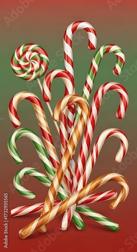 Christmas Candy Canes and Lollipops.