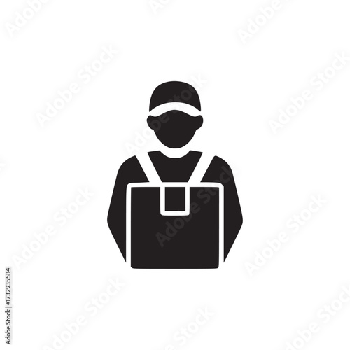 Vector art of delivery man icon this vector image depicts a delivery person carrying a package, suitable for logistics, ecommerce, and shipping related designs