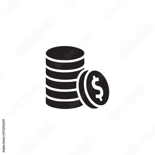 Illustration of a stack of coins with a dollar sign represents currency, savings, or financial wealth simple design for easy recognition and use in economic contexts