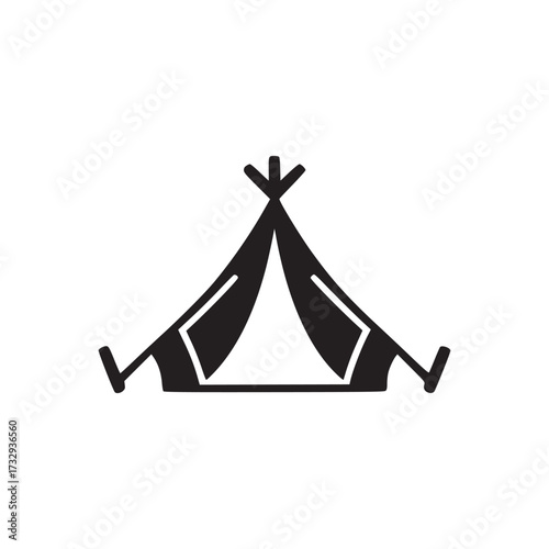 Illustration of a tent the tent features a classic aframe design with open flaps, inviting adventure and outdoor exploration, perfect for camping and recreational themes