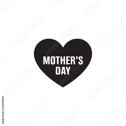 Vector art of a minimalist black heart with the words mothers day inside, , creating a simple yet elegant design perfect for cards, social media posts, or promotional materials for mothers day events 