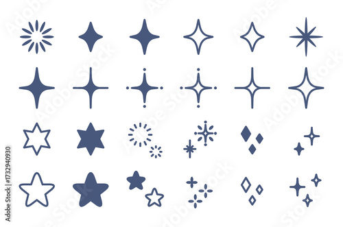 キラキラな装飾アイコンセット（ネイビー）