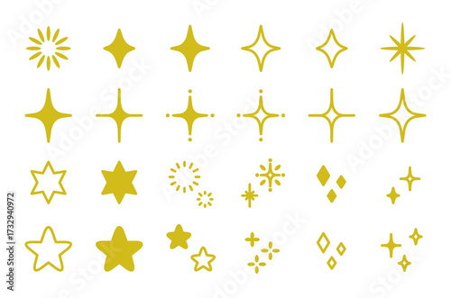 キラキラな装飾アイコンセット（イエロー）