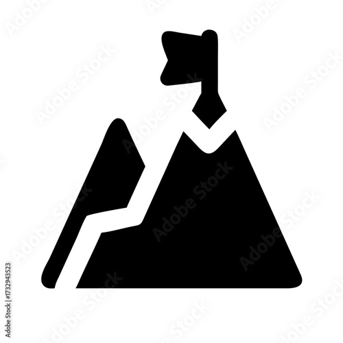 Conquer challenges and achieve peak success with this dynamic mountain summit flag icon symbolizing ambition, victory, and reaching goals