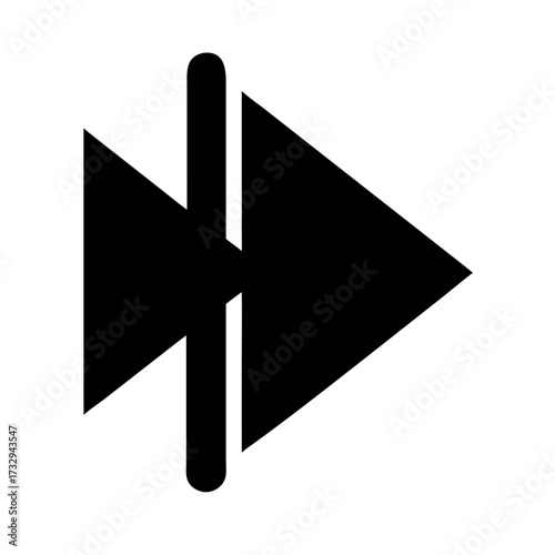 Dynamic forward arrow icon symbolizing progress, speed, and forward momentum for digital interfaces and media controls