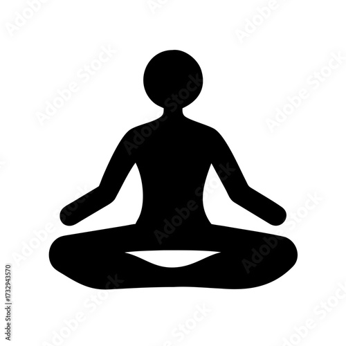Serene silhouette person meditating peacefully in lotus pose, finding inner calm and balance for wellness and mindfulness