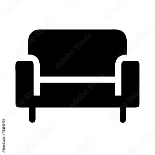 Elegant black sofa icon representing comfort and modern living room design for interior decorating inspiration