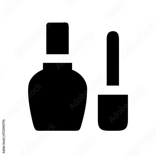 Elegant nail polish bottle and applicator icon symbolizing beauty, care, and personal style for modern cosmetic brands and fashion designs