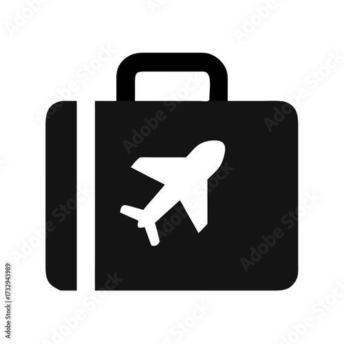 Iconic travel suitcase with airplane silhouette symbolizing journey and adventure for modern travel brands and global exploration themes