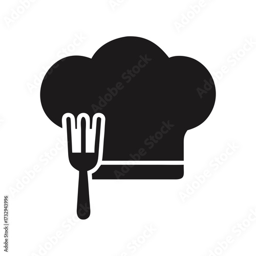 Iconic chef hat and fork symbolizing culinary excellence and gourmet dining experiences for hospitality and food businesses