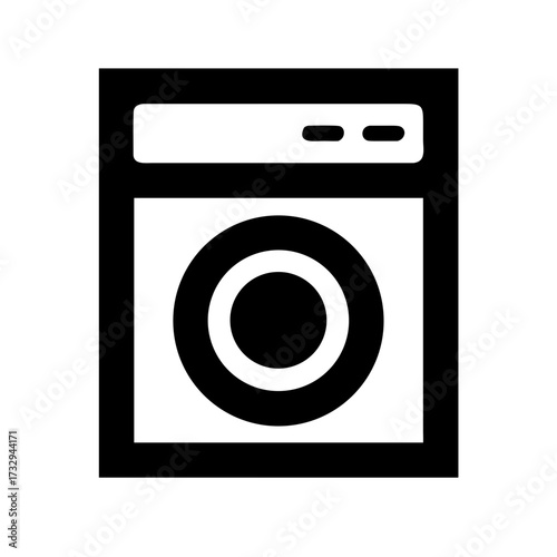 Modern washing machine icon representing clean laundry and domestic efficiency for home appliance concepts