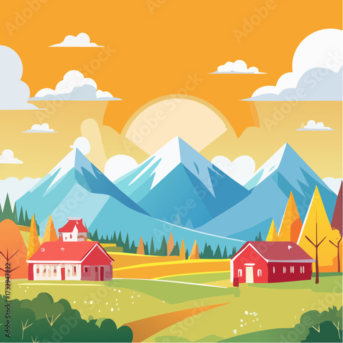 rural landscape with house