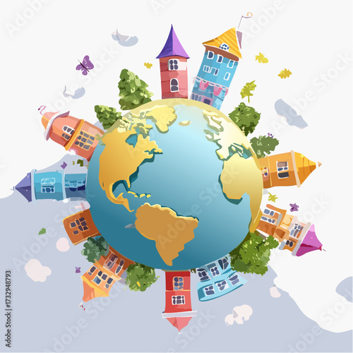 travel around the world vector