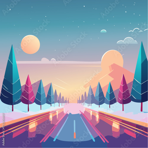 winter landscape with mountains