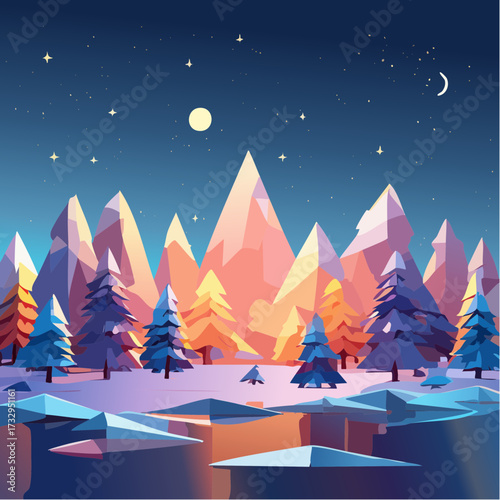 winter landscape with christmas tree