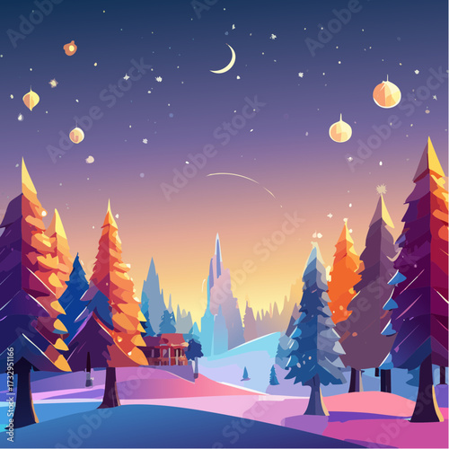 winter landscape with christmas trees
