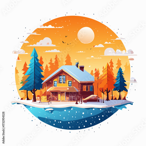 winter landscape with house