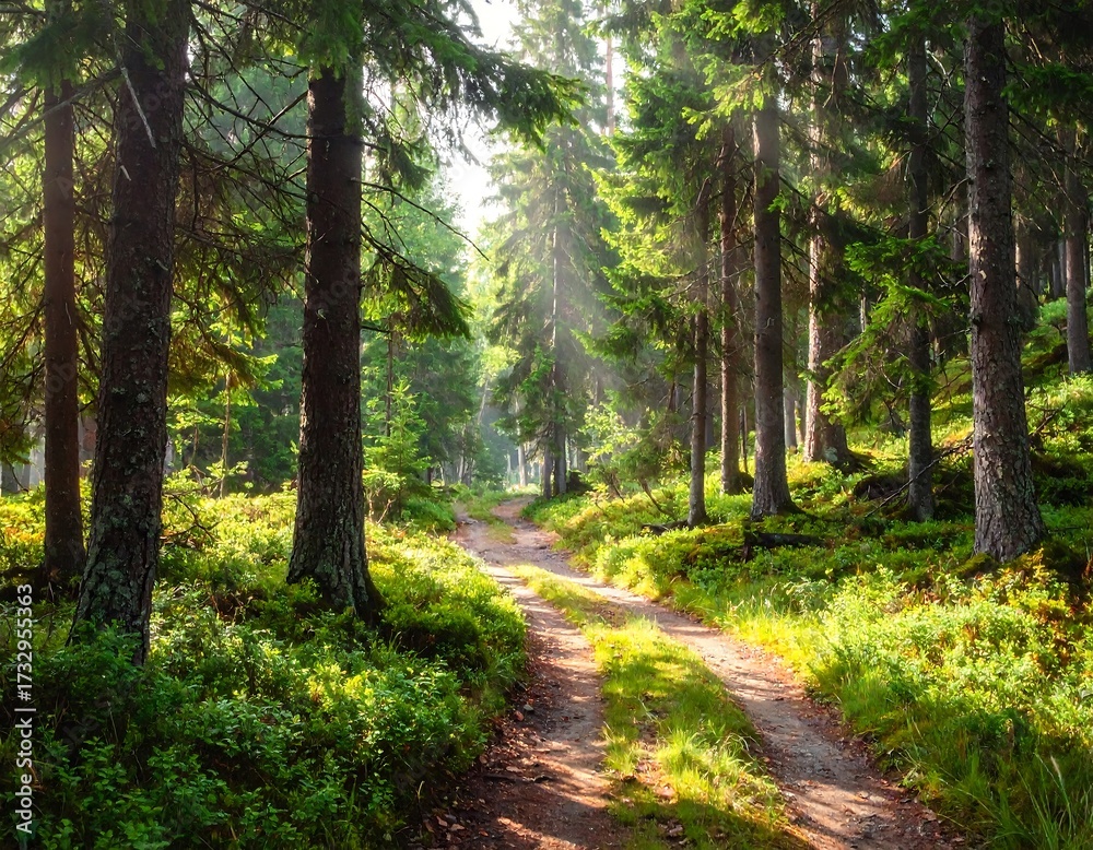 Fototapeta premium Sunlit forest path